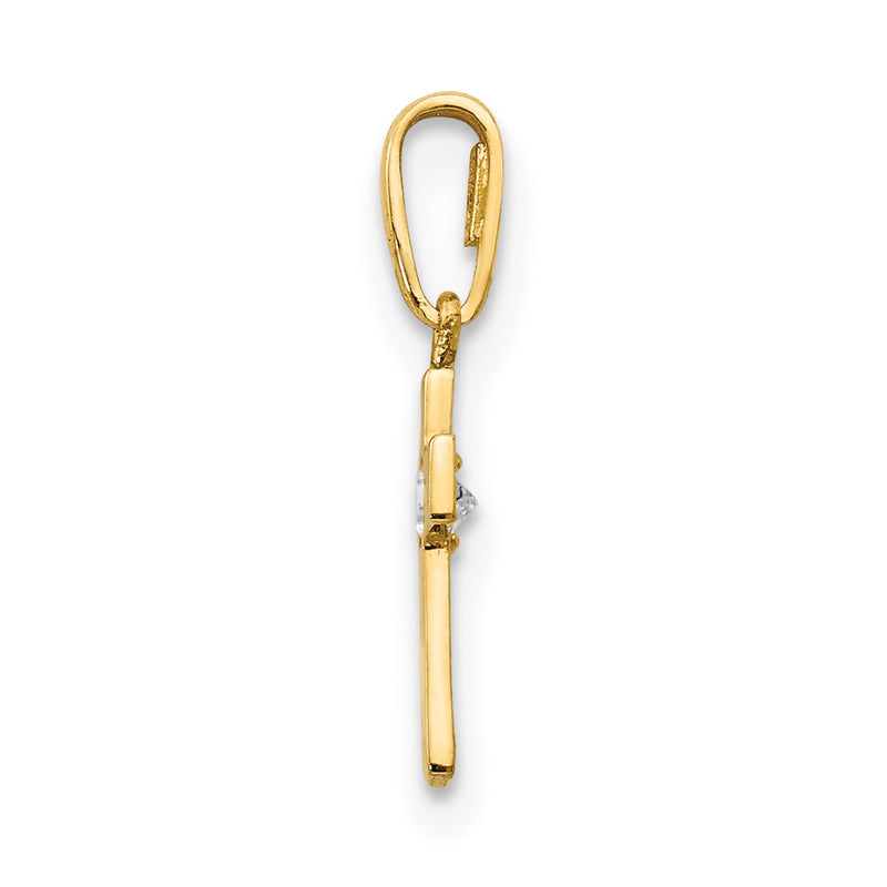 14K Yellow Gold Cz Children'S Cross Pendant
