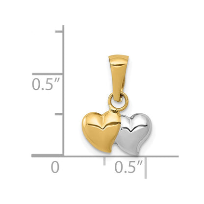 14k Yellow & Rhodium 14K w/White Rhodium Double Heart Pendant