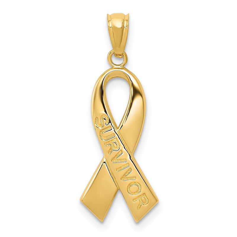 14k Yellow Gold 14k Gold Polished SURVIVOR Ribbon Pendant