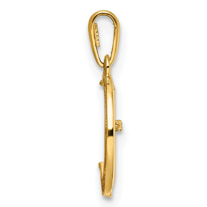 14k Yellow Gold 14k Childrens CZ Cat and Moon Pendant