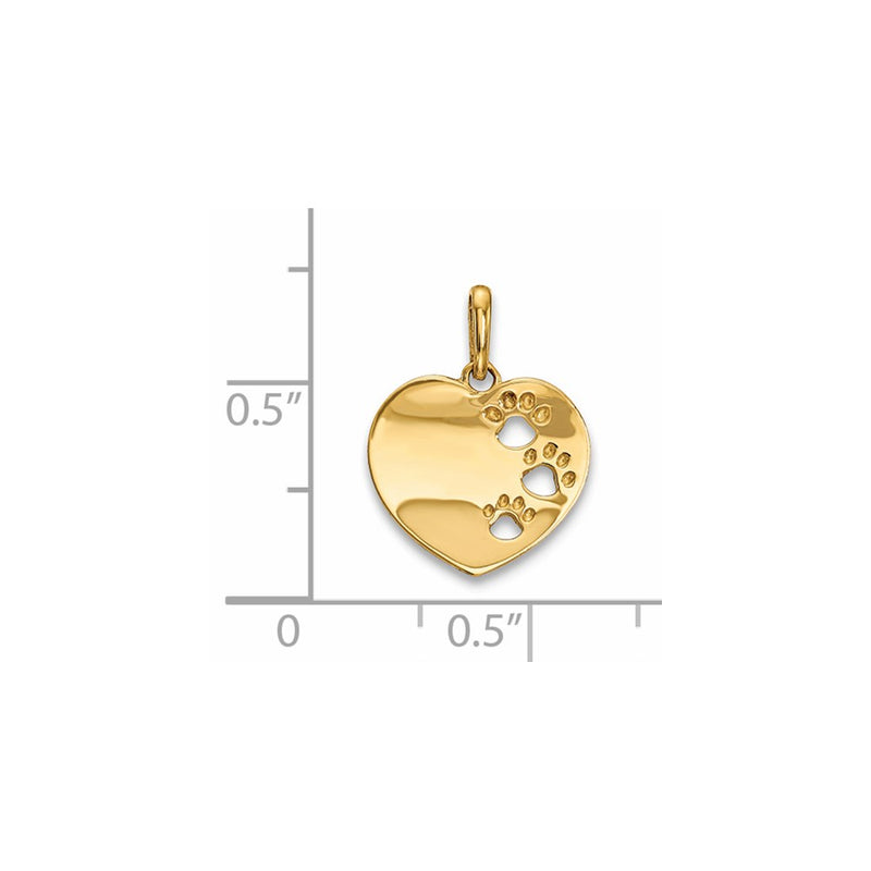 14k Yellow Gold 14k Childrens Heart with Pawprints Pendant