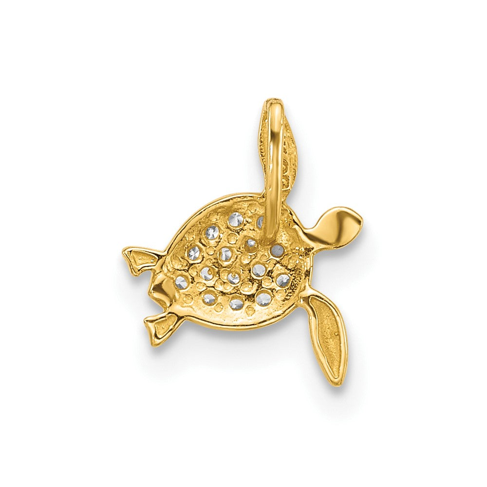 14k Yellow Gold 14k Childrens CZ Sea Turtle Chain Slide