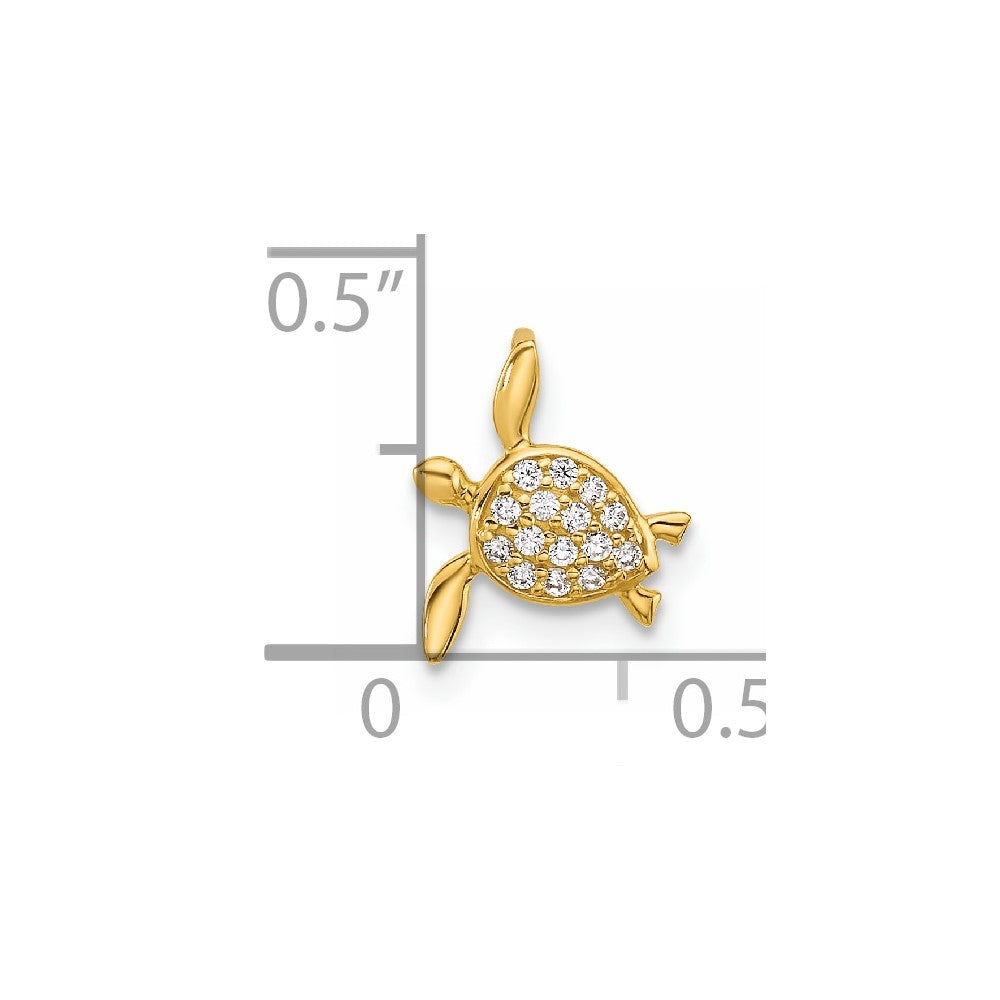 14k Yellow Gold 14k Childrens CZ Sea Turtle Chain Slide