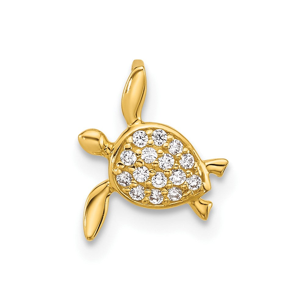 14k Yellow Gold 14k Childrens CZ Sea Turtle Chain Slide