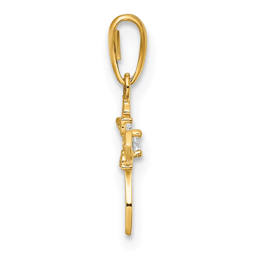 14K Yellow Gold Childrens Fancy Cz Cross Pendant