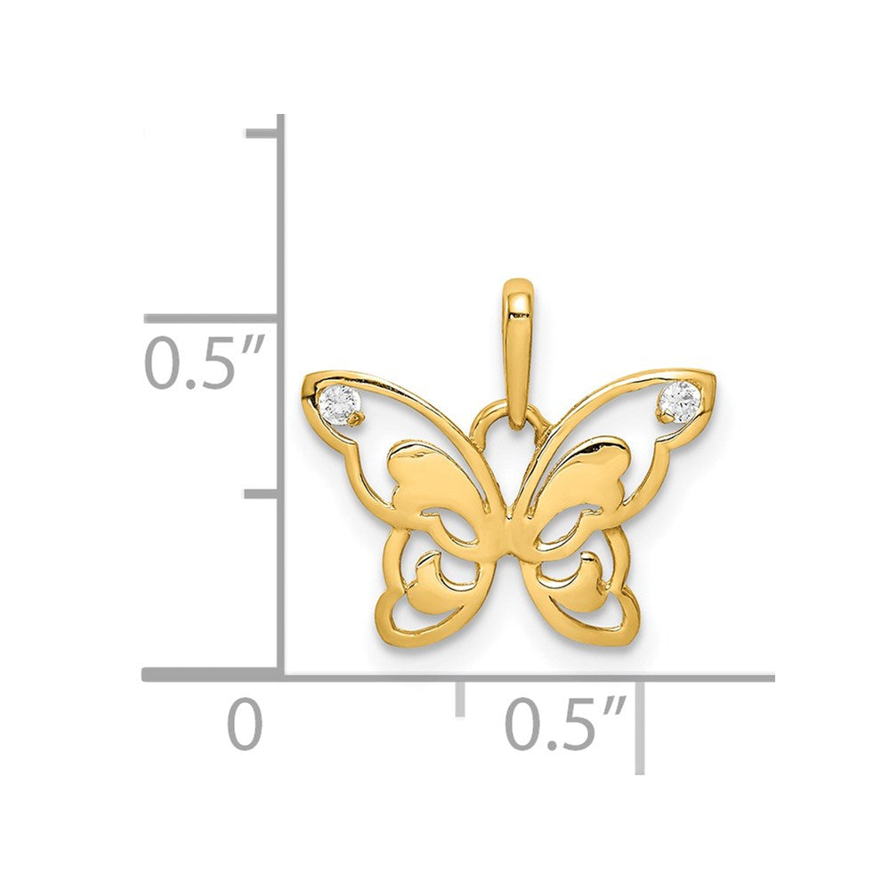 14k Yellow Gold 14k Polished CZ Butterfly Pendant