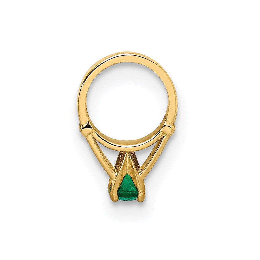 14k Yellow Gold 14K 3D Ring with Dark Green Glass Stone Charm