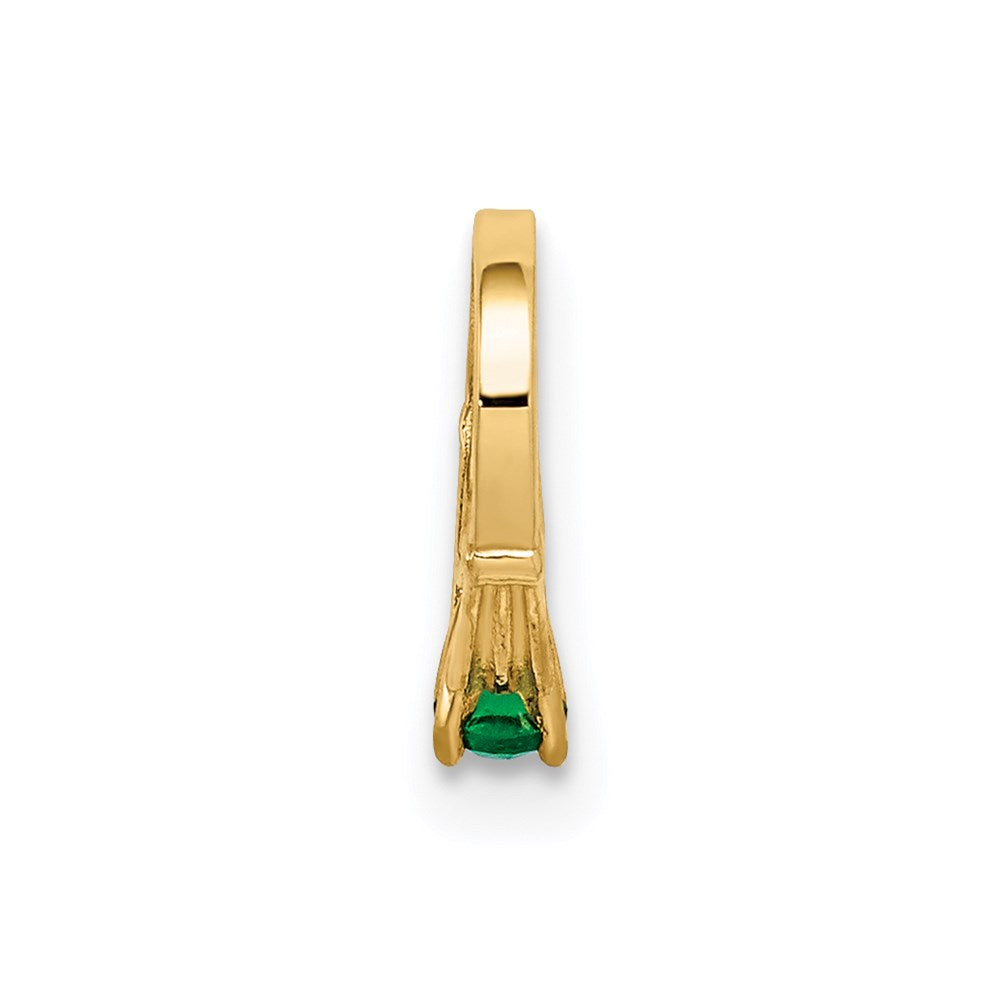 14k Yellow Gold 14K 3D Ring with Dark Green Glass Stone Charm