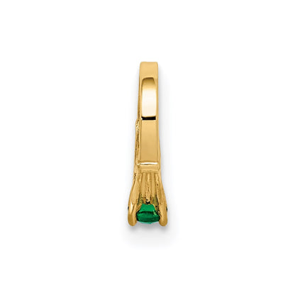 14k Yellow Gold 14K 3D Ring with Dark Green Glass Stone Charm