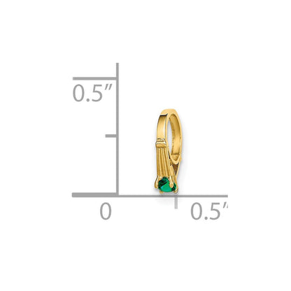 14k Yellow Gold 14K 3D Ring with Dark Green Glass Stone Charm
