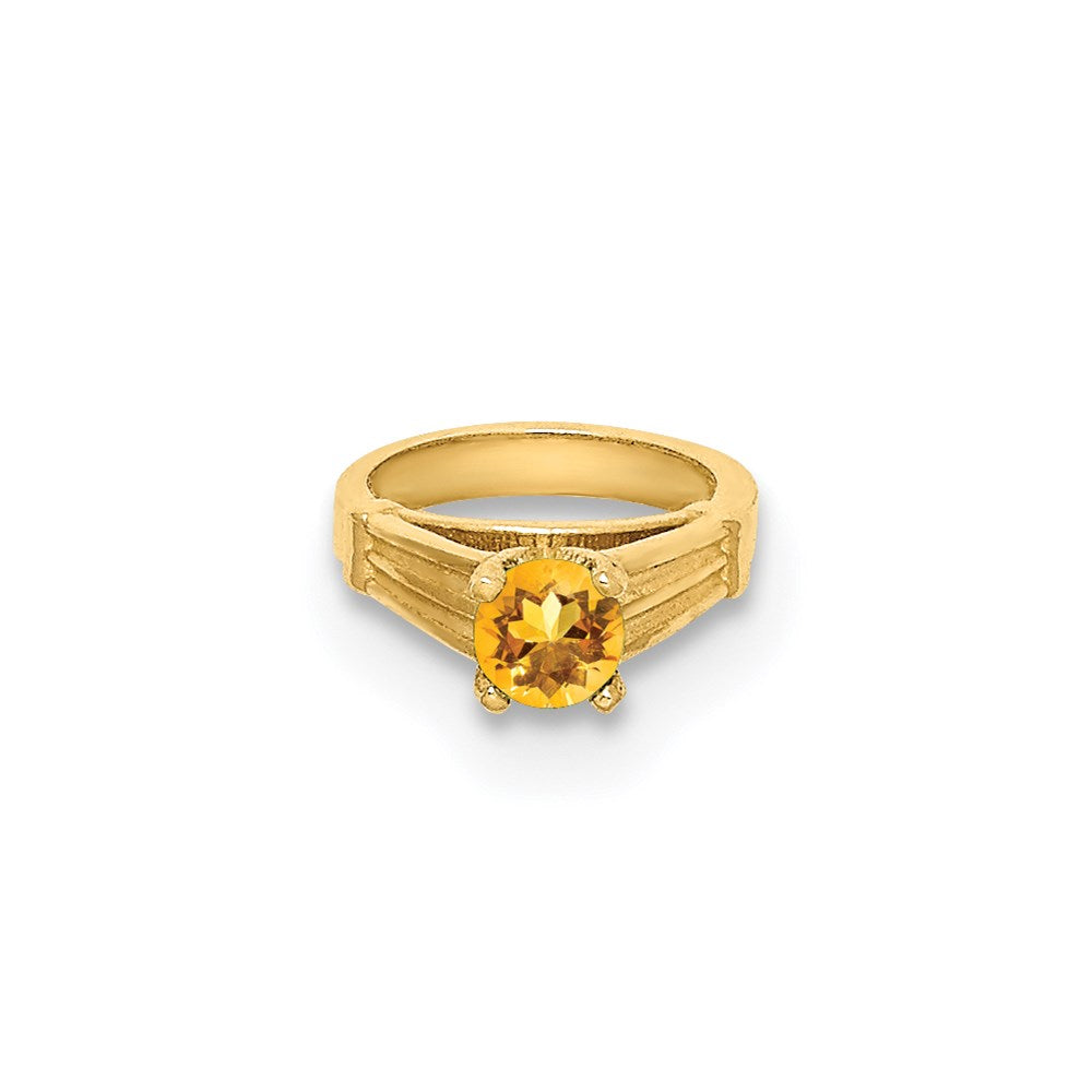 14k Yellow Gold 14K 3D Ring with Yellow CZ Charm