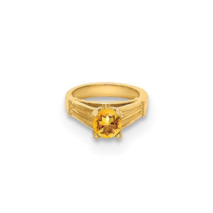 14k Yellow Gold 14K 3D Ring with Yellow CZ Charm