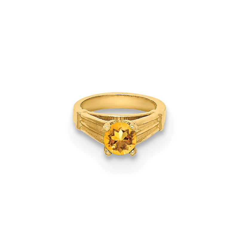 14k Yellow Gold 14K 3D Ring with Yellow CZ Charm