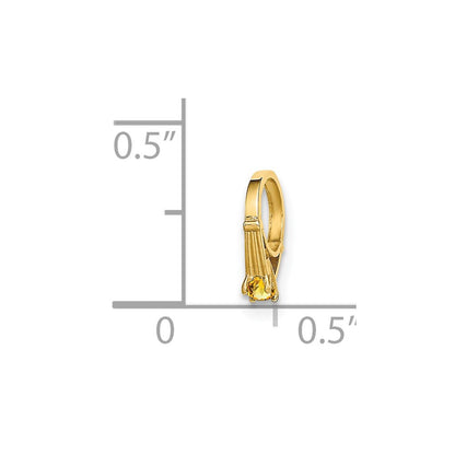 14k Yellow Gold 14K 3D Ring with Yellow CZ Charm