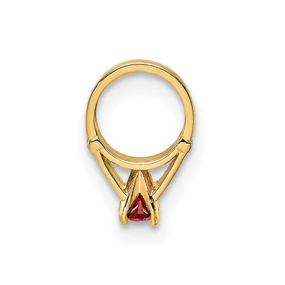 14k Yellow Gold 14K 3D Ring with Red CZ Charm