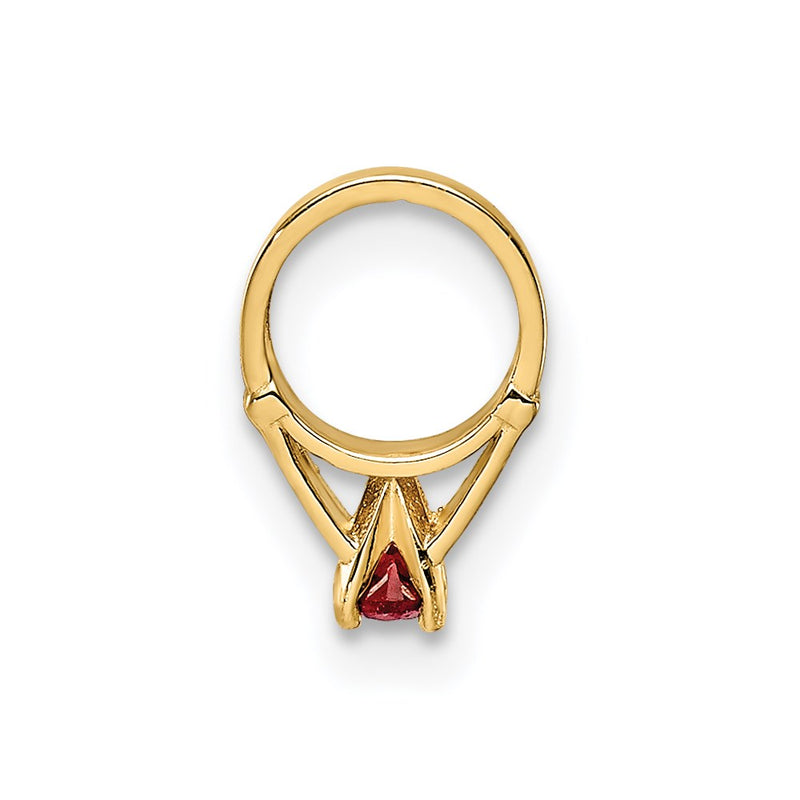 14k Yellow Gold 14K 3D Ring with Red CZ Charm