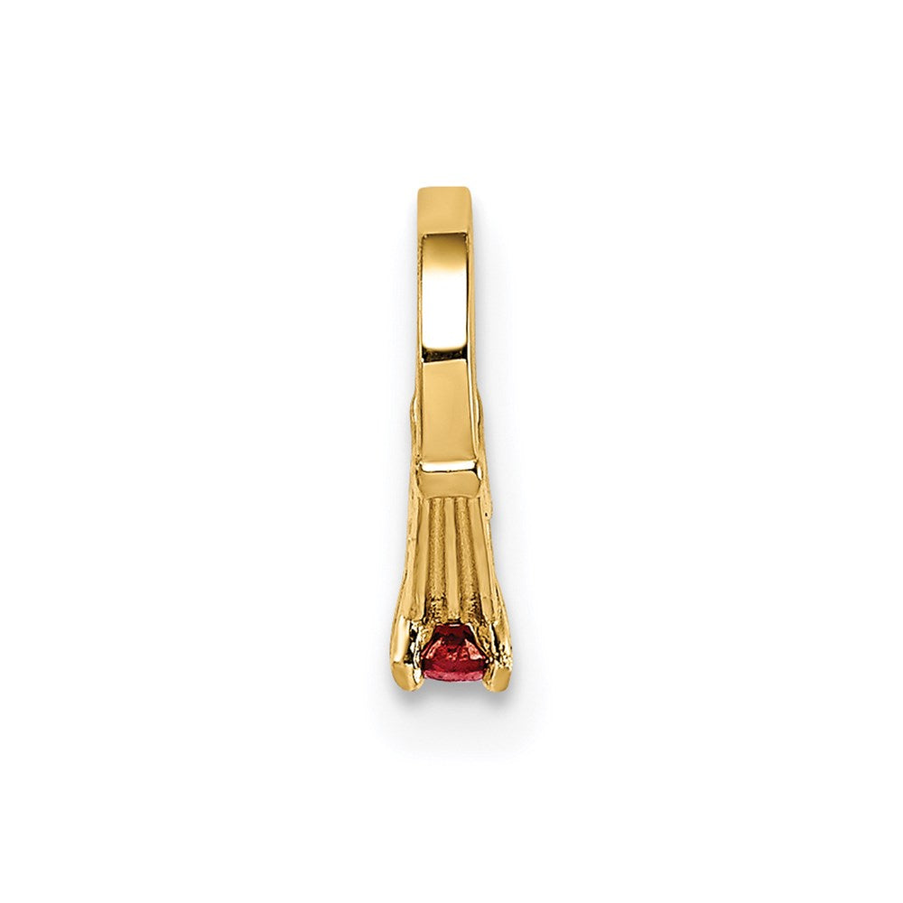 14k Yellow Gold 14K 3D Ring with Red CZ Charm