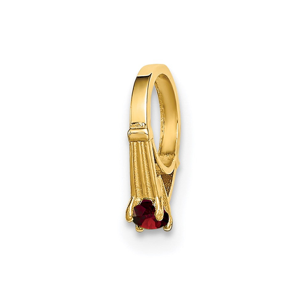 14k Yellow Gold 14K 3D Ring with Red CZ Charm