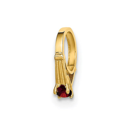 14k Yellow Gold 14K 3D Ring with Red CZ Charm