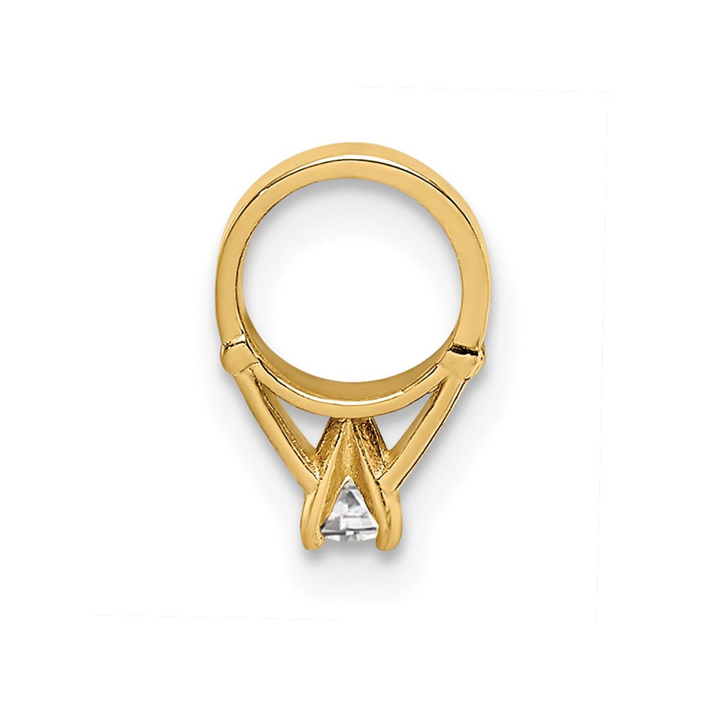 14k Yellow Gold 14K 3D Ring with White CZ Charm