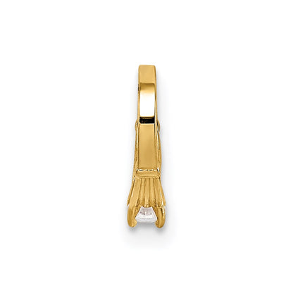 14k Yellow Gold 14K 3D Ring with White CZ Charm