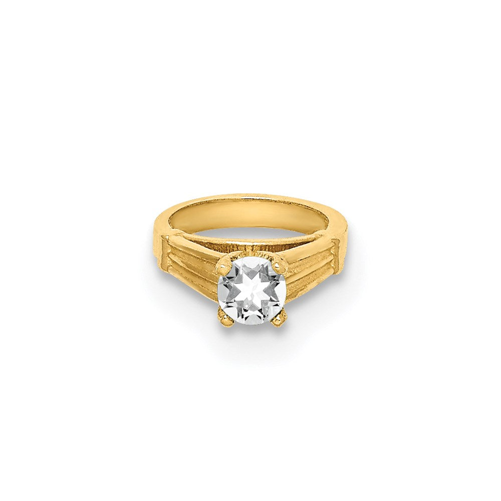 14k Yellow Gold 14K 3D Ring with White CZ Charm