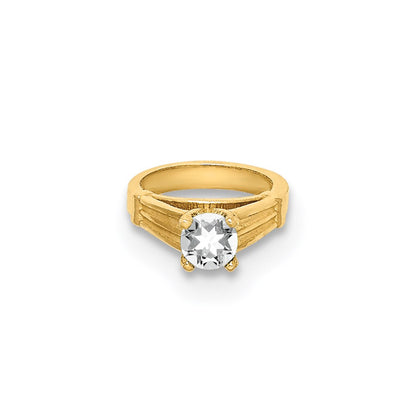 14k Yellow Gold 14K 3D Ring with White CZ Charm