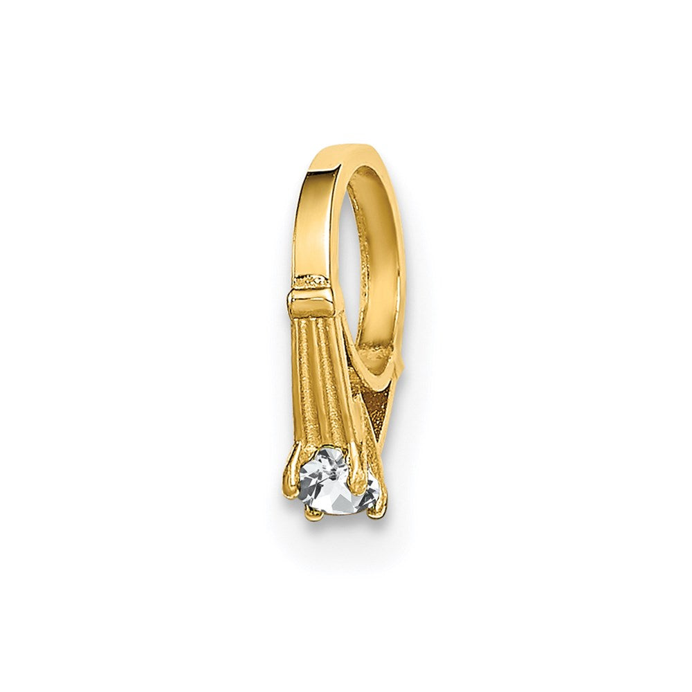 14k Yellow Gold 14K 3D Ring with White CZ Charm
