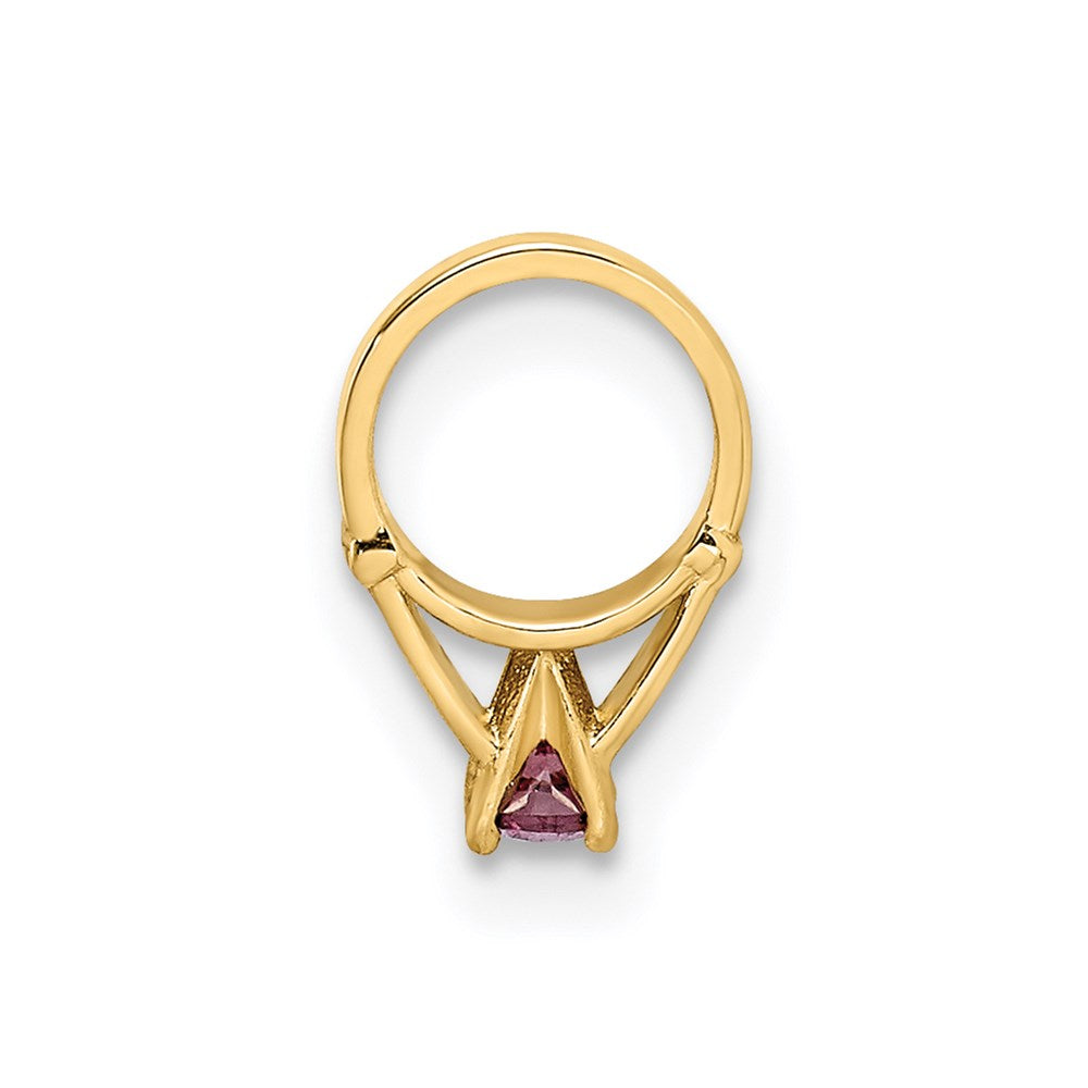 14k Yellow Gold 14K 3D Ring with Light Purple CZ Charm