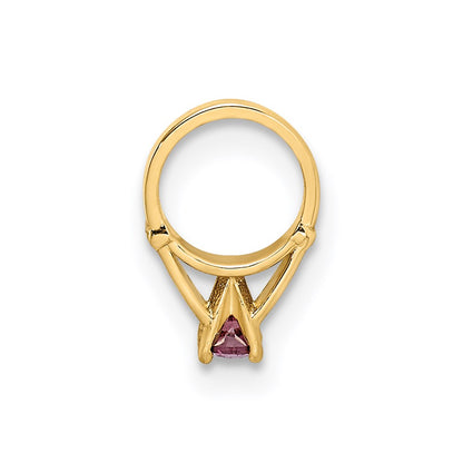14k Yellow Gold 14K 3D Ring with Light Purple CZ Charm