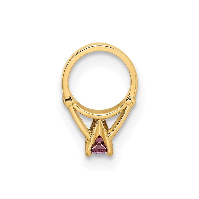 14k Yellow Gold 14K 3D Ring with Light Purple CZ Charm