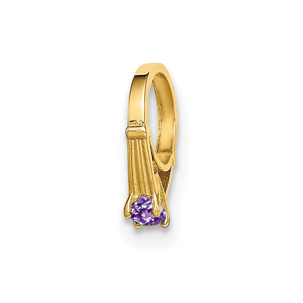 14k Yellow Gold 14K 3D Ring with Light Purple CZ Charm