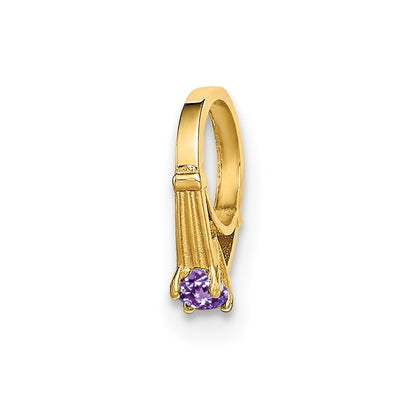 14k Yellow Gold 14K 3D Ring with Light Purple CZ Charm