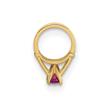 14k Yellow Gold 14K 3D Ring with Dark Pink CZ Charm