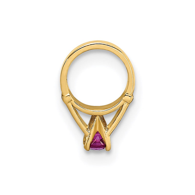 14k Yellow Gold 14K 3D Ring with Dark Pink CZ Charm