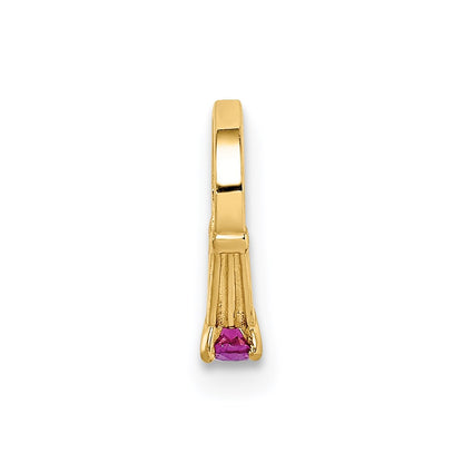 14k Yellow Gold 14K 3D Ring with Dark Pink CZ Charm