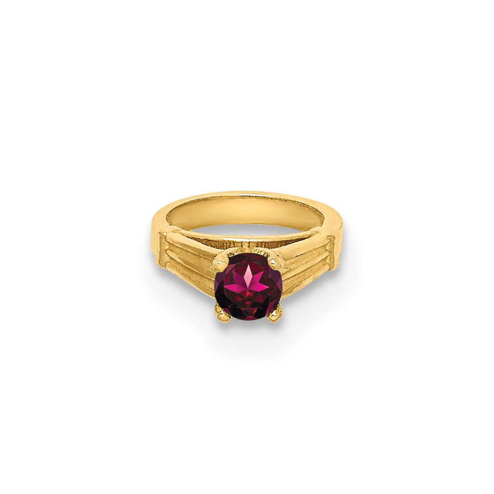 14k Yellow Gold 14K 3D Ring with Dark Pink CZ Charm