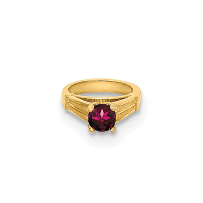 14k Yellow Gold 14K 3D Ring with Dark Pink CZ Charm