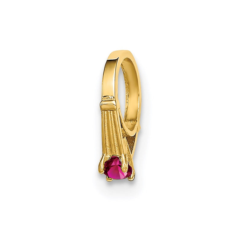 14k Yellow Gold 14K 3D Ring with Dark Pink CZ Charm