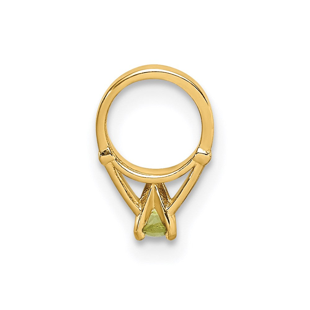 14k Yellow Gold 14K 3D Ring with Light Green Glass Stone Charm