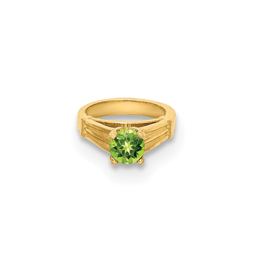 14k Yellow Gold 14K 3D Ring with Light Green Glass Stone Charm