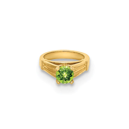 14k Yellow Gold 14K 3D Ring with Light Green Glass Stone Charm
