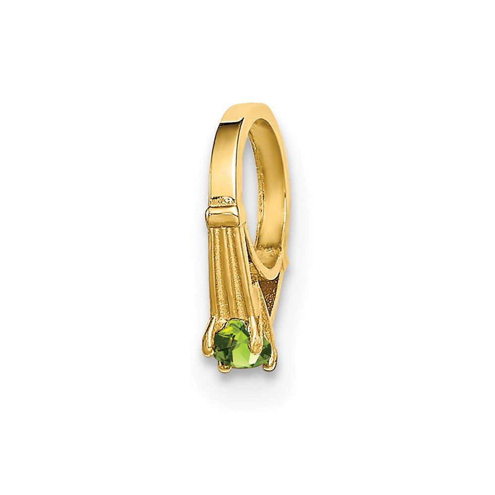14k Yellow Gold 14K 3D Ring with Light Green Glass Stone Charm