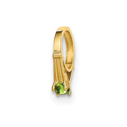 14k Yellow Gold 14K 3D Ring with Light Green Glass Stone Charm