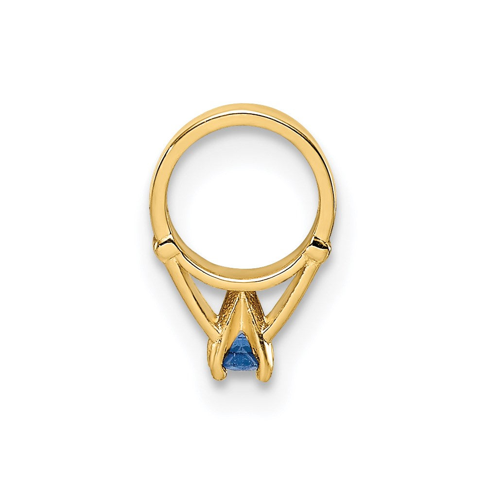 14k Yellow Gold 14K 3D Ring with Dark Blue Glass Stone Charm