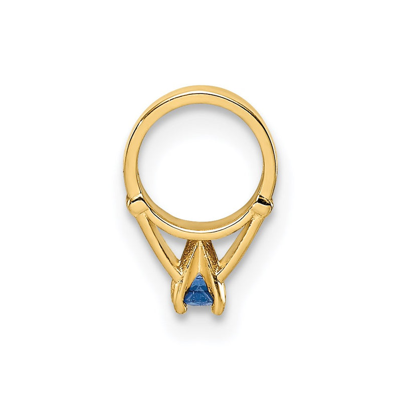 14k Yellow Gold 14K 3D Ring with Dark Blue Glass Stone Charm