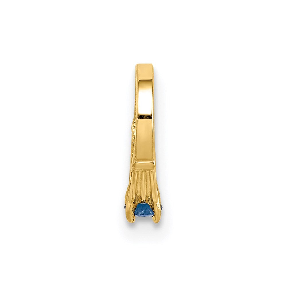 14k Yellow Gold 14K 3D Ring with Dark Blue Glass Stone Charm