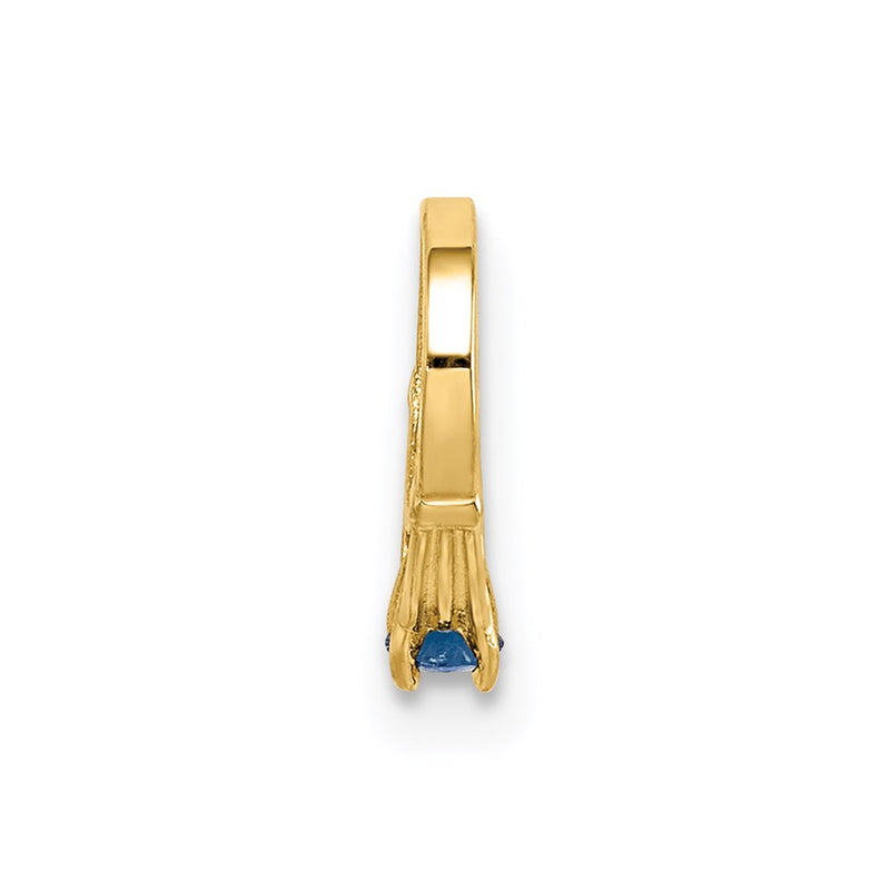14k Yellow Gold 14K 3D Ring with Dark Blue Glass Stone Charm
