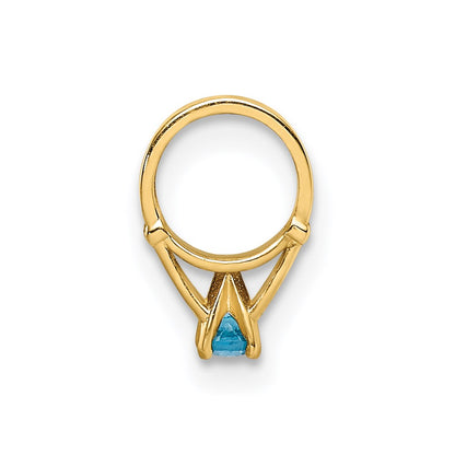 14k Yellow Gold 14K 3D Ring with Aqua CZ Charm