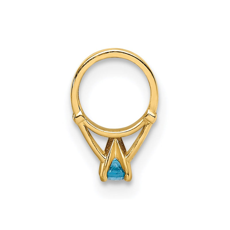 14k Yellow Gold 14K 3D Ring with Aqua CZ Charm